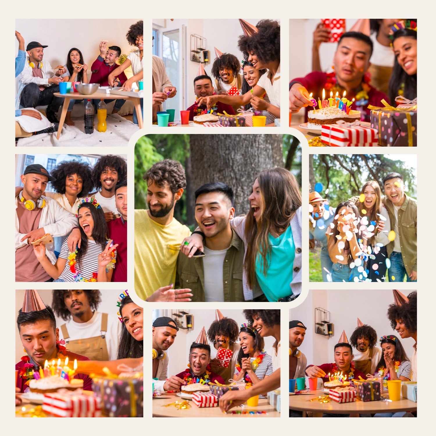 Friends taking a fun selfie at a birthday party
