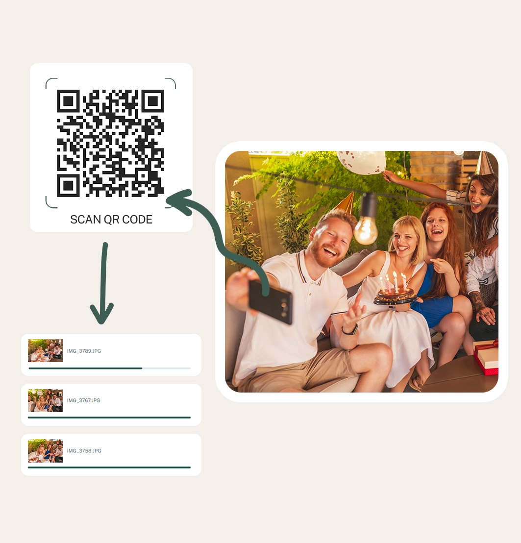 Someone easily uploading photos from their phone